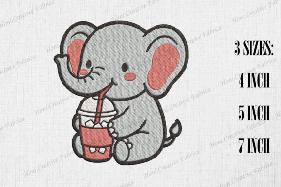 Cute Elephant Loves Iced Coffee: A Sweet Touch for Personalized Embroidery