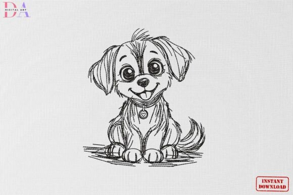 Cute Puppy Sketch Pet Animal Art Review