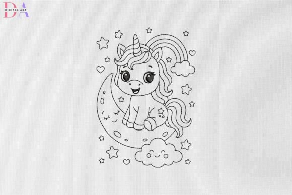 Cute Unicorn on Moon with Rainbow Embroidery Review