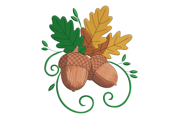 Fall Acorn Cluster: A Seasonal Embroidery Gem