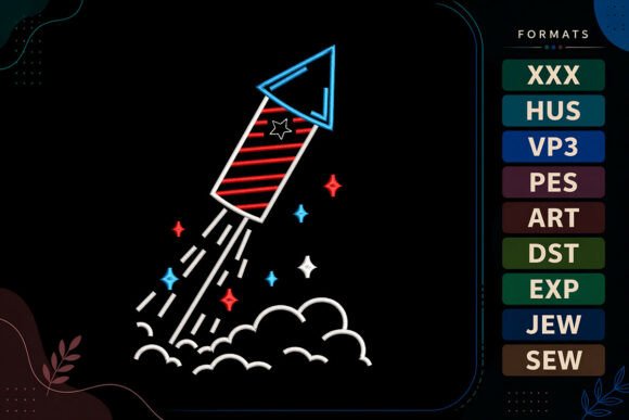 Firework Rocket 4th of July Embroidery Design