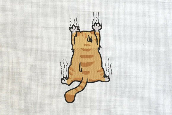Funny Clinging Orange Cat: A Designer’s Take on Fun Embroidery