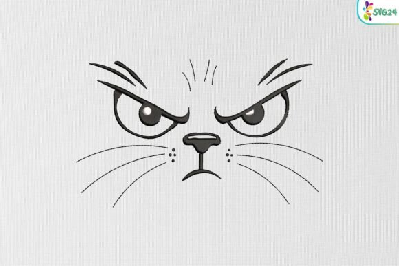 h1>Angry Cat Face: A Bold Embroidery Design for Small Business Branding