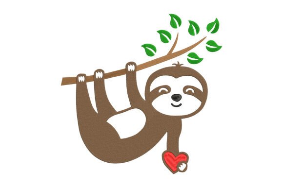 Hanging Sloth with Red Heart Embroidery Design Review