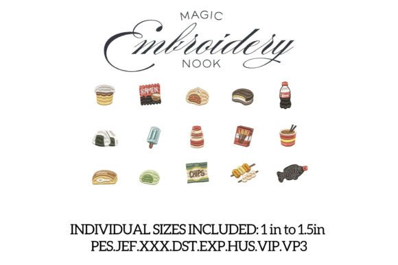 Mini Asian Snacks X 17 Designs: A Playful Embroidery Bundle for Holiday Crafting