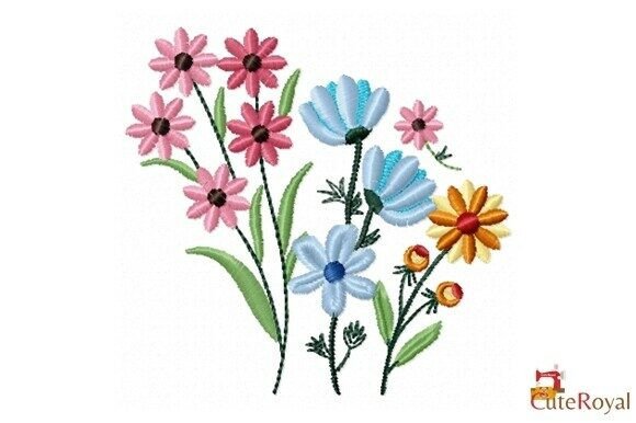 Pastel Wildflower Bouquet: A Versatile Embroidery Design for Small Business Branding
