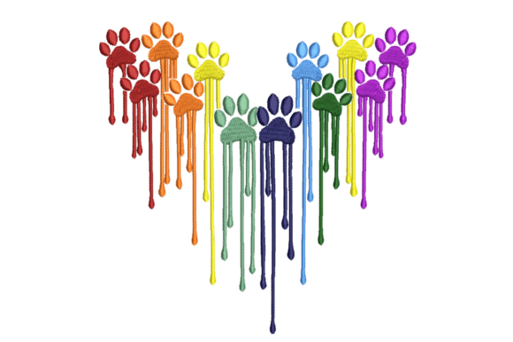 Rainbow Dripping Paw Print Heart Review