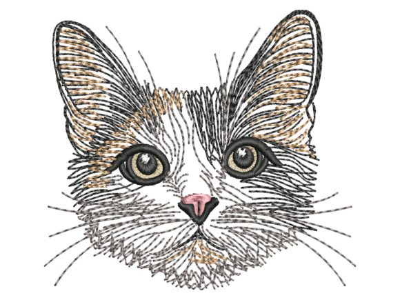 Sketch Style Calico Cat Face: A Seasonal Embroidery Standout