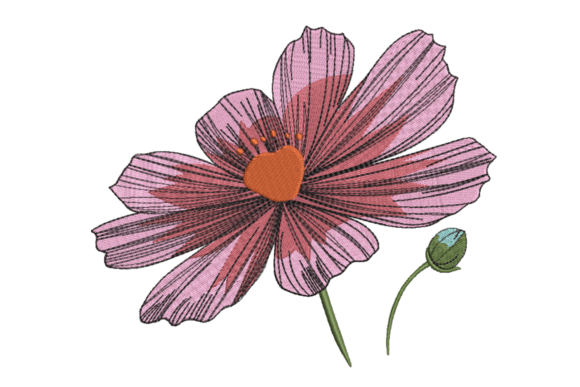 Sketchy Cosmos Flower: A Seasonal Embroidery Gem