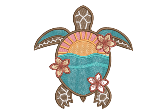 Turtle Sunset – Tropical Beach: A Seasonal Embroidery Gem