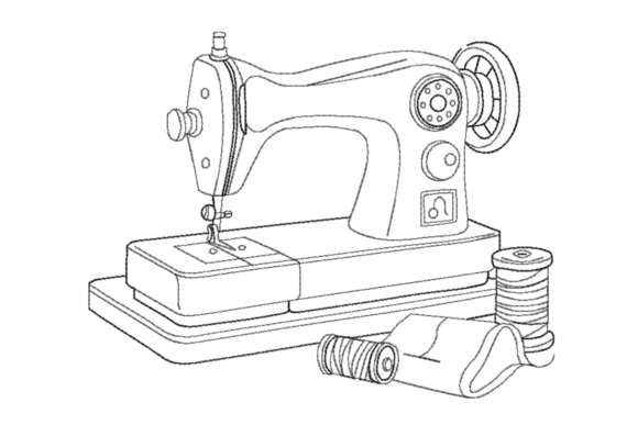 Vintage Sewing Machine Outline